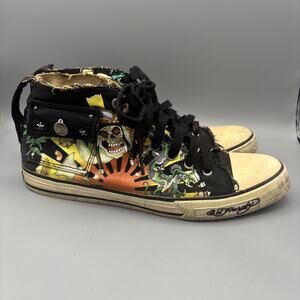 Vintage Ed Hardy Shoes Mens Size 11 Converse Style Graphic Y2K Skull Emo